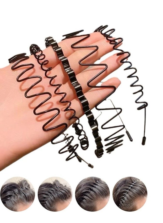5PCS Wave Headband Set for Men & Women – Flexible Spring Hair Hoop for Sports, Face Washing, Running & Daily Hair Styling - Image 1