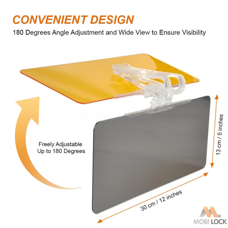 Mobi Lock Car Sun Visor (Pack of 2), Tac Extension, 2 in 1 for Day and Night Anti-Glare, Anti Dazzle and Anti UV HD Automobile Windshield Visor by Mobi Lock - Image 5