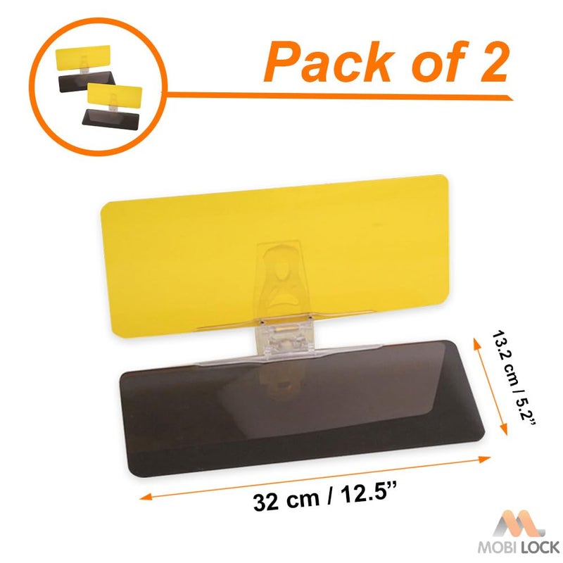 Mobi Lock Car Sun Visor (Pack of 2), Tac Extension, 2 in 1 for Day and Night Anti-Glare, Anti Dazzle and Anti UV HD Automobile Windshield Visor by Mobi Lock - Image 2