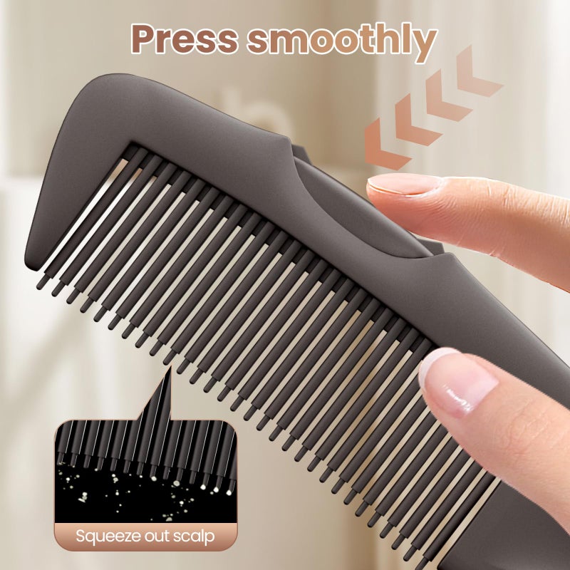 EHBELIF Dandruff Comb 2PC Upgraded Fine Tooth Scalp Detox Comb Lice for Women, Men & Kids Scalp Detoxing, Sweep & Massage Hair Brush Tool with Elegant Box for Hair Care (Brown) - Image 4