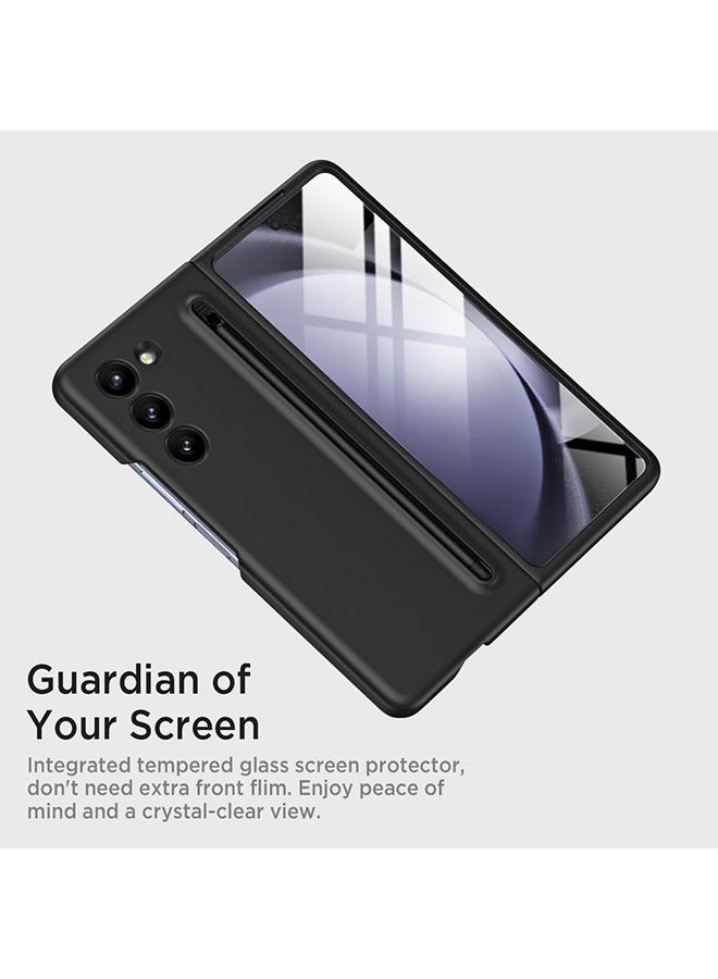 Samsung Galaxy Z Fold 5 Slim Case With Pen and Glass Screen Protector,Shockproof Protective Case (Black) - Image 4
