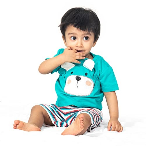 ARIEL Baby Boys & Baby girls Cotton Printed Round Neck Half Sleeve T-shirt & Short Trendy Summer Clothing Sets(AR-BHALFSS-36-White-beard_Multicolor_3 Months - 6 Months) - Image 5