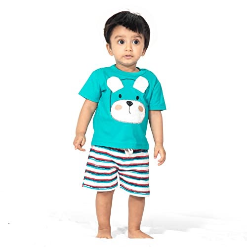ARIEL Baby Boys & Baby girls Cotton Printed Round Neck Half Sleeve T-shirt & Short Trendy Summer Clothing Sets(AR-BHALFSS-36-White-beard_Multicolor_3 Months - 6 Months) - Image 3