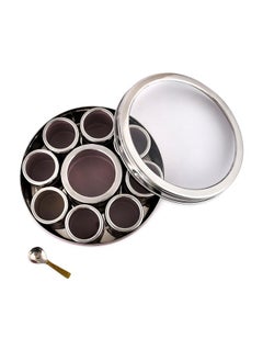 Elan Elan Stainless Steel Masala Box | Spice Storage Container | Masala Dani With 9 Containers and Small Spoon | Masala Dabba For Kitchen See Through Lid | Kitchen Spice Organiser (Mauve)  - Image 3