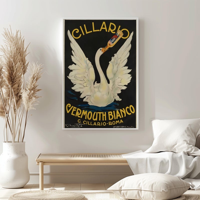 TNESSENTIAL Cillario Vermouth Bianco Poster: Italian Vintage Swan Art, Black Gold Aperitivo Print - Image 5