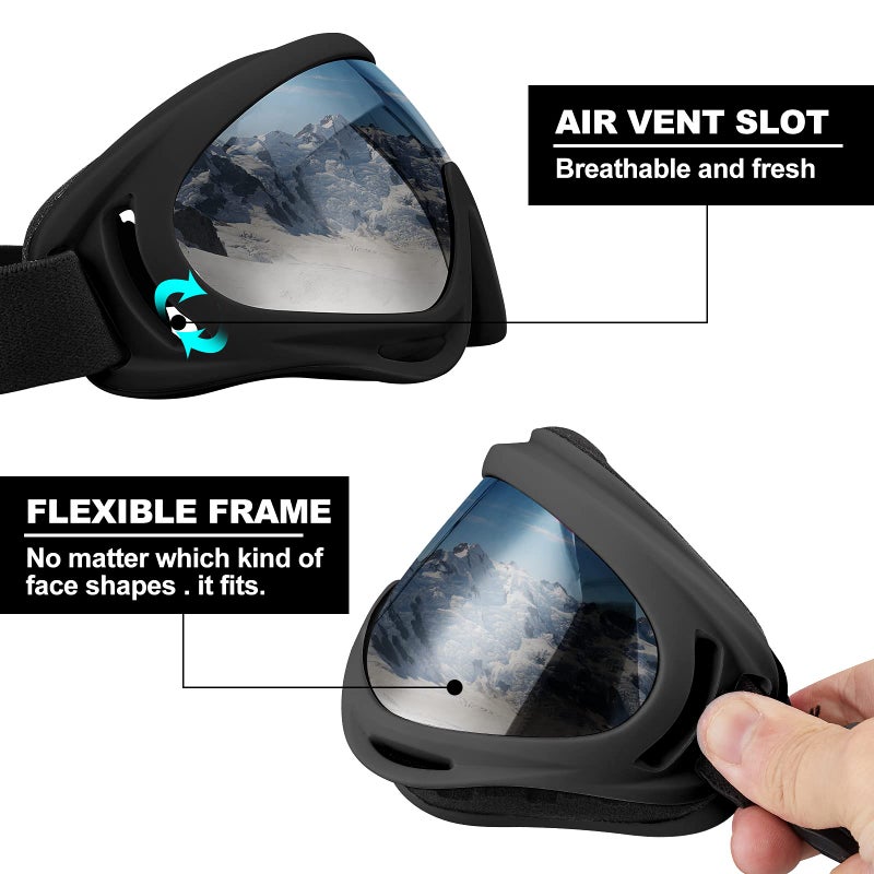 SixYard Ski Goggles, Motorcycle Goggles, 3 Pack Snowboard Snow Goggles for Men Women Adult Youth (Style 7) - Image 4