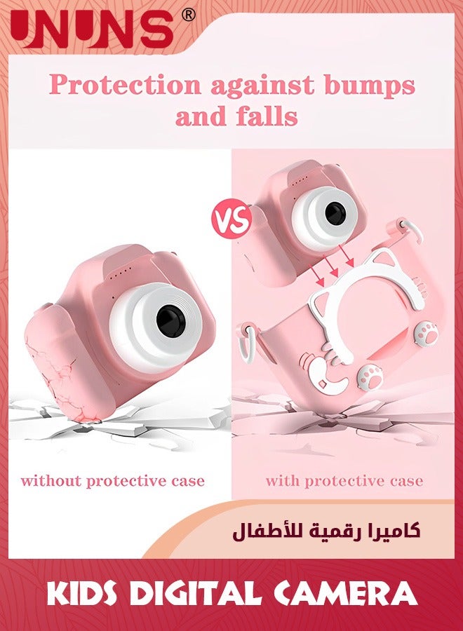 UNUNS Kids Camera Electronic Toys,3-9 Year Old Toys For Girls/Boys,Kids Digital Camera With 1080p Video,Selfie Camera With 32gb Sd Card,Card Reader,Birthday Gifts For Kids 3-12,Cute Pink Cat - Image 3