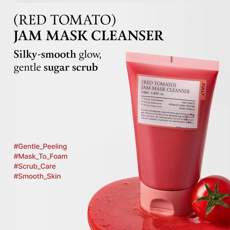 FULLY Red Tomato Jam Mask Cleanser, Gentle Exfoliation, Refines Skin Texture, Clear Pores, Hydration, Face Wash, Vegan, Rough & Sensitive Skin, Korean Skincare 4.05 fl.oz - Image 2