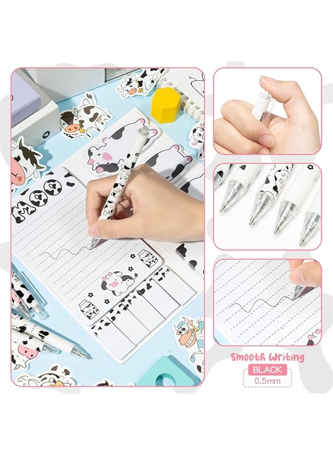 إيروريكس مجموعة أدوات مكتبية من Milk Cow تتضمن ملاحظات لاصقة وأقلام حبر جل وملصقات وعلامات تبويب فهرس وعلامات مرجعية ودفتر ملاحظات هدية رائعة للعودة إلى المدرسة للطلاب مكونة من 67 قطعة - Image 4