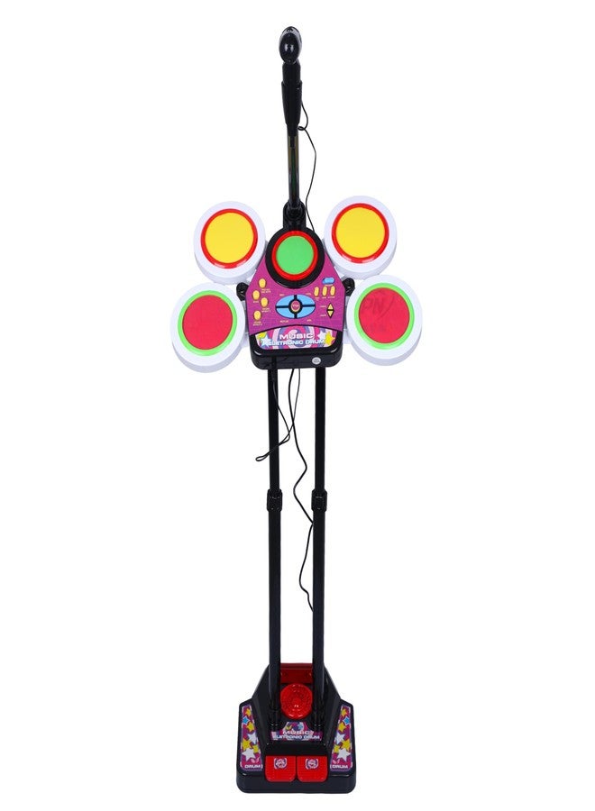 PN AVAN Kids Musical Electronic Drum Beat Toys Set, MP3 Plug-in, Microphone, Pedal, Colourful Lights - Image 1