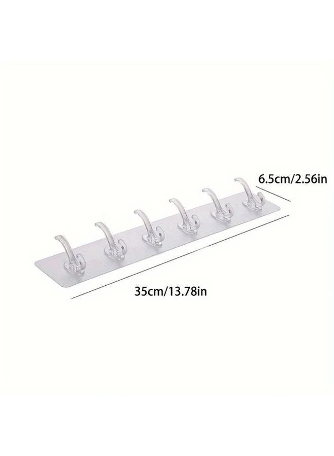 6 Row Transparent Hooks Strong Adhesive Non Damaging Wall Mounting Bathroom Organizer - Image 4