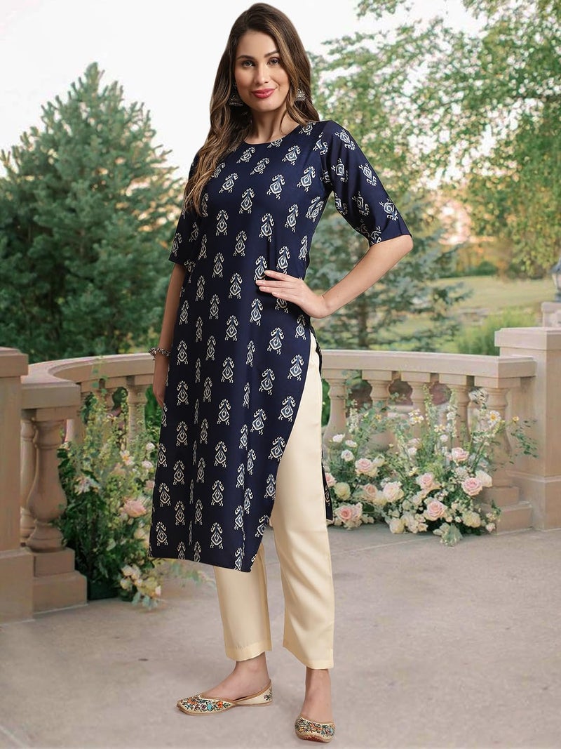 Tee Projekt Crepe Printed Kurti & Pant Set for Women Ethnic Wear Casual Wear Kurta Set - Image 2