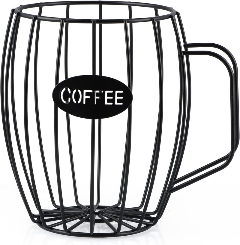 MOLIGOU Coffee Pod Basket, Black, Round, Modern, Rustic, Country-Chic, K Cup Storage, Organizer, Decor, Kitchen Counter, Coffee Bar - Image 2