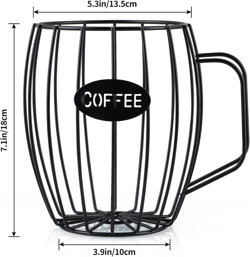 MOLIGOU Coffee Pod Basket, Black, Round, Modern, Rustic, Country-Chic, K Cup Storage, Organizer, Decor, Kitchen Counter, Coffee Bar - Image 3