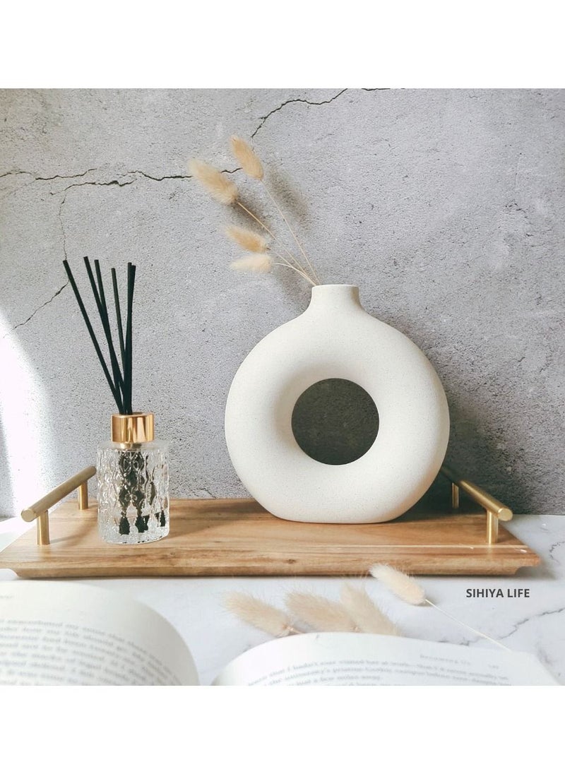 SIHIYA LIFE - Premium Off White Ceramic Nordic Boho Modern Minimalist Design Big Flower Vase - Medium | for Elegant Home Décor | Living Room Centerpiece Flower Vase | Gifting - Image 1