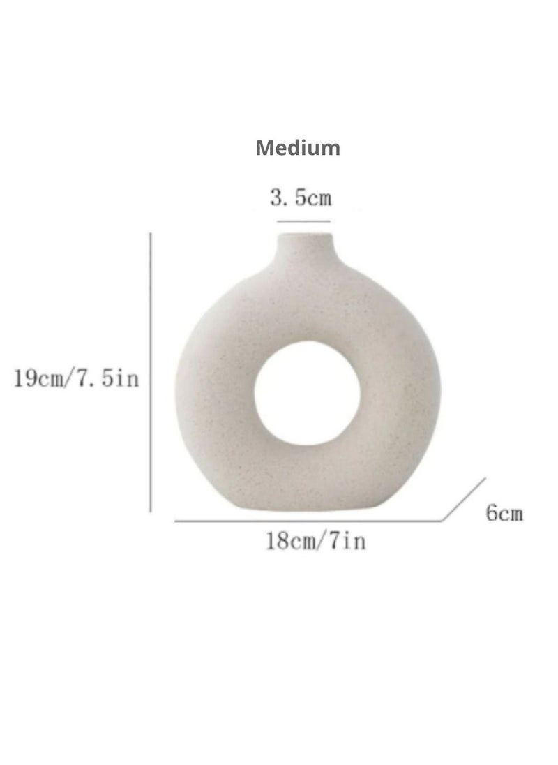 SIHIYA LIFE - Premium Off White Ceramic Nordic Boho Modern Minimalist Design Big Flower Vase - Medium | for Elegant Home Décor | Living Room Centerpiece Flower Vase | Gifting - Image 1