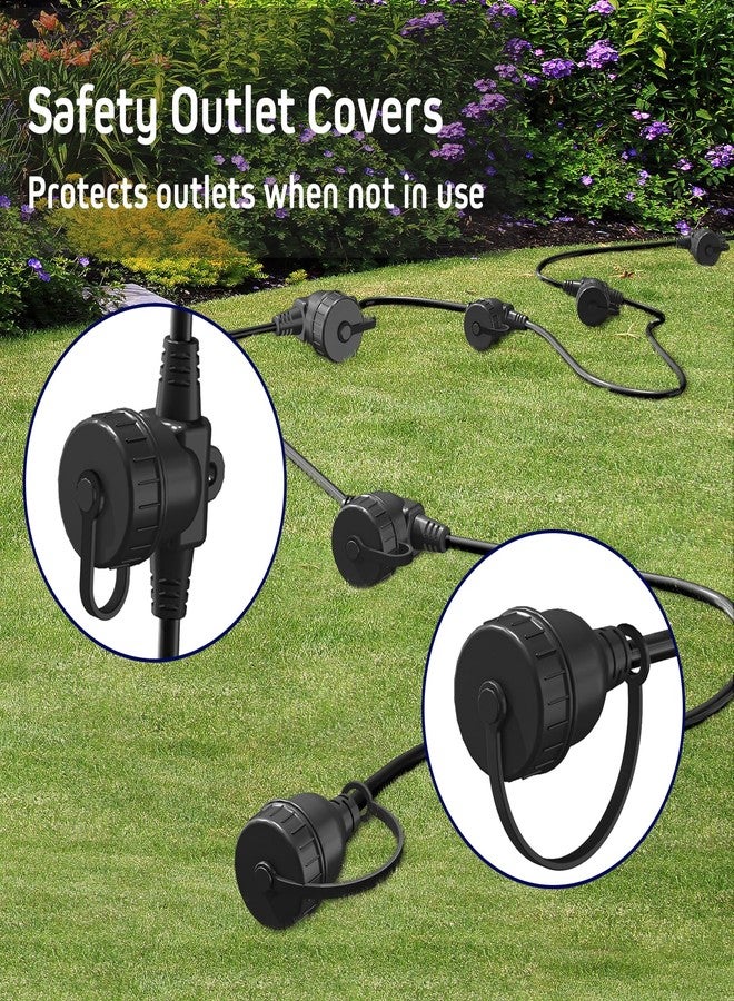 Belllights 50ft black extension cord, 6 evenly spaced outlet sockets with waterproof cover, 16/3 SJTW weather resistant, multiple outlets for holiday light and - Image 5