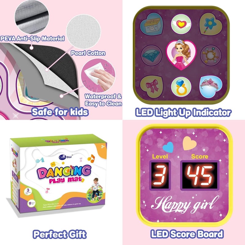 Dance Mat - Dance Mixer Rhythm Step Play Mat, Dance Game Toy Gift for Kids Girls Boys, Dancing Pad with LED Lights, Built-in Music, 3 Challenge Levels,Birthday Gift for 3 4 5 6 7 8 9+ Girls - Image 5