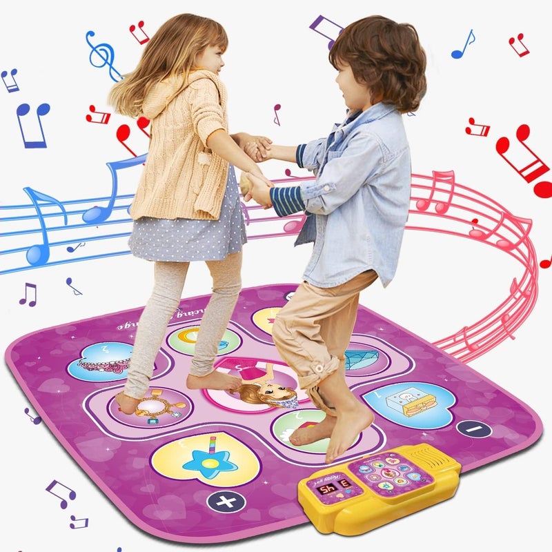 Dance Mat - Dance Mixer Rhythm Step Play Mat, Dance Game Toy Gift for Kids Girls Boys, Dancing Pad with LED Lights, Built-in Music, 3 Challenge Levels,Birthday Gift for 3 4 5 6 7 8 9+ Girls - Image 2