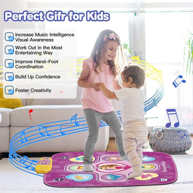 Dance Mat - Dance Mixer Rhythm Step Play Mat, Dance Game Toy Gift for Kids Girls Boys, Dancing Pad with LED Lights, Built-in Music, 3 Challenge Levels,Birthday Gift for 3 4 5 6 7 8 9+ Girls - Image 4