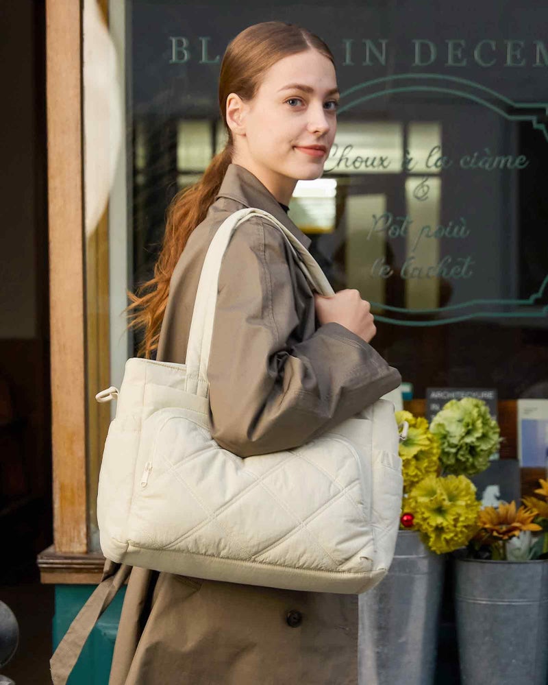 BAGSMART Lunch Bag Women Large Lunch Box Insulated Tote Bag with Multi-Pockets Quilted Puffy Tote for Work, Outdoors - Image 5