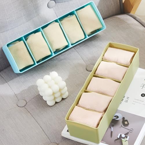 Oblivion 5 Grid Plastic Storage Box Drawer Organizer – Multicolor Stackable Storage Box, Closet Divider for Undergarments, Socks, Ties, Jewelry & Accessory, Space-Saving Wardrobe Partition (Pack of 4) - Image 2