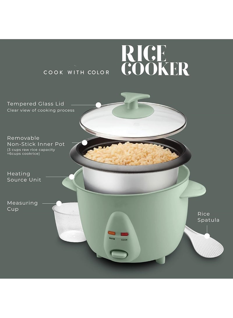 Rice Cooker 300W Effortless Cooking And Perfectly Cooks 3 Cups Of Raw Rice For 6 Cups Of Cooked Rice Sage - Image 5