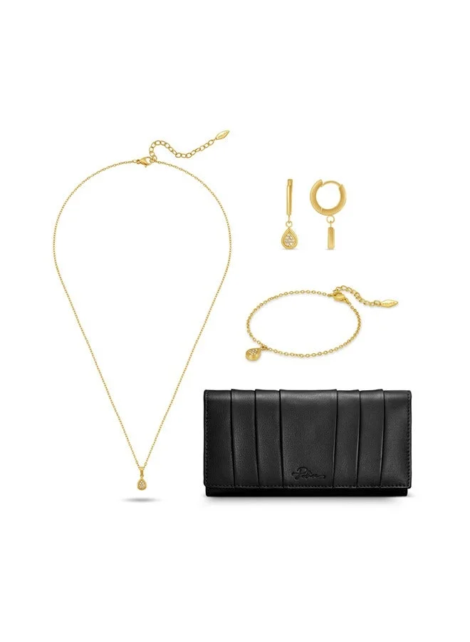 POLICE Dropelle Pendant Necklace, Drop Earrings, Bracelet & Wallet Gift Set for Women
