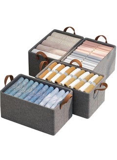 DAREV DAREV Collapsible Fabric Storage Cubes Organizer with Handles Foldable Storage Baskets for Organizing Toys Books Shelves Closet Large Storage Box with Handles GreyPack of 4  - Image 1
