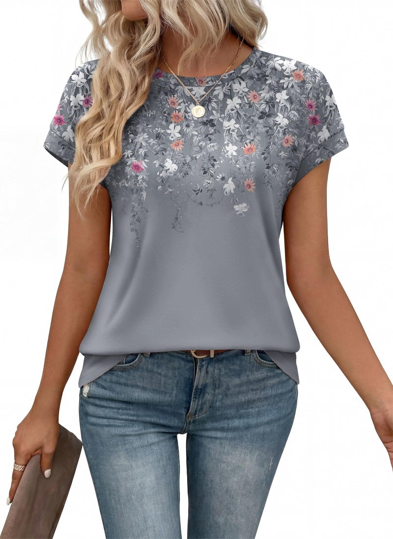 Alaroo Cute Tops for Women Dressy Short Sleeve Shirts Business Casual Summer Clothes 2026 Trendy Outfits Spring Fashion Clothing Print 03 XL - Image 2