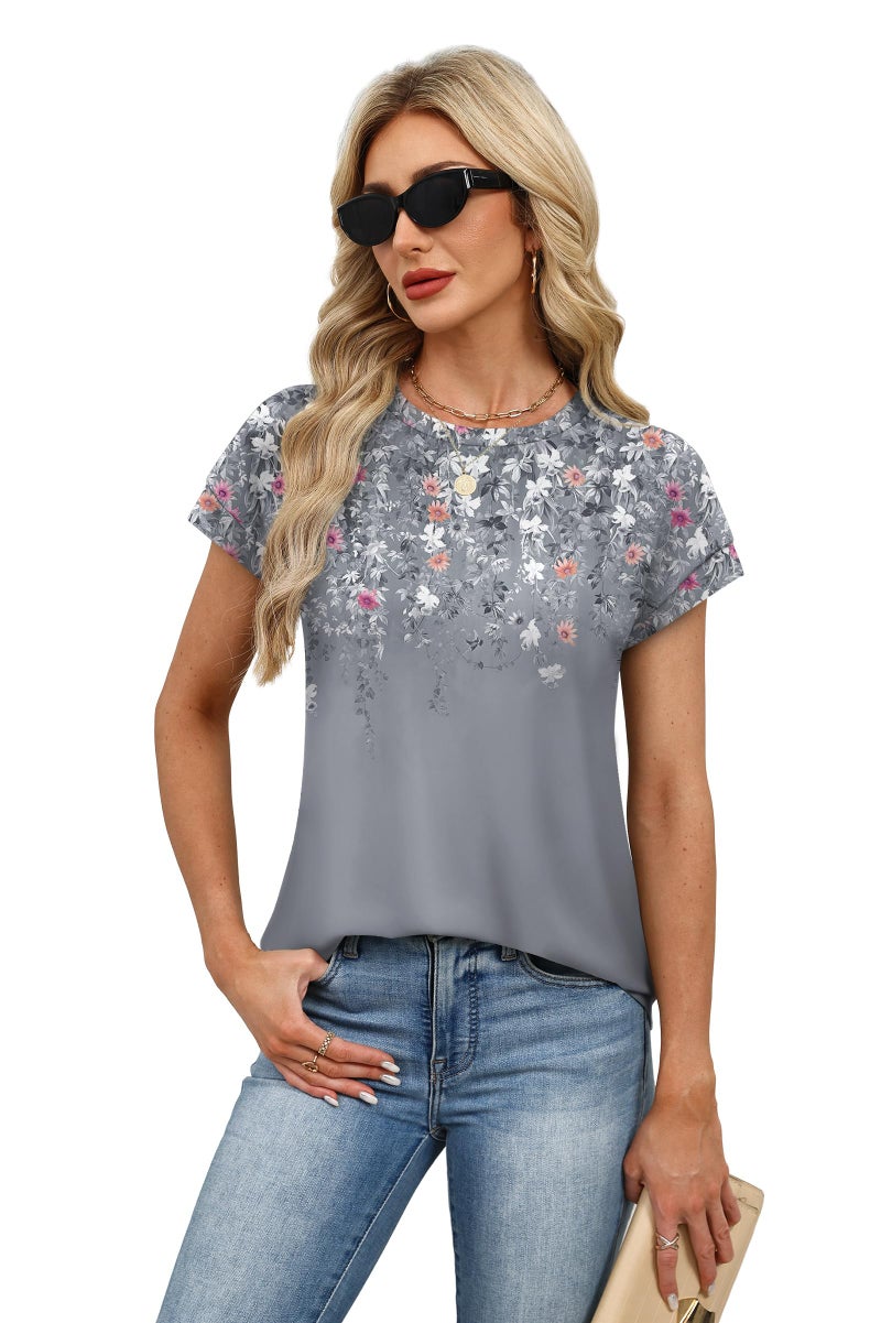 Alaroo Cute Tops for Women Dressy Short Sleeve Shirts Business Casual Summer Clothes 2026 Trendy Outfits Spring Fashion Clothing Print 03 XL - Image 3