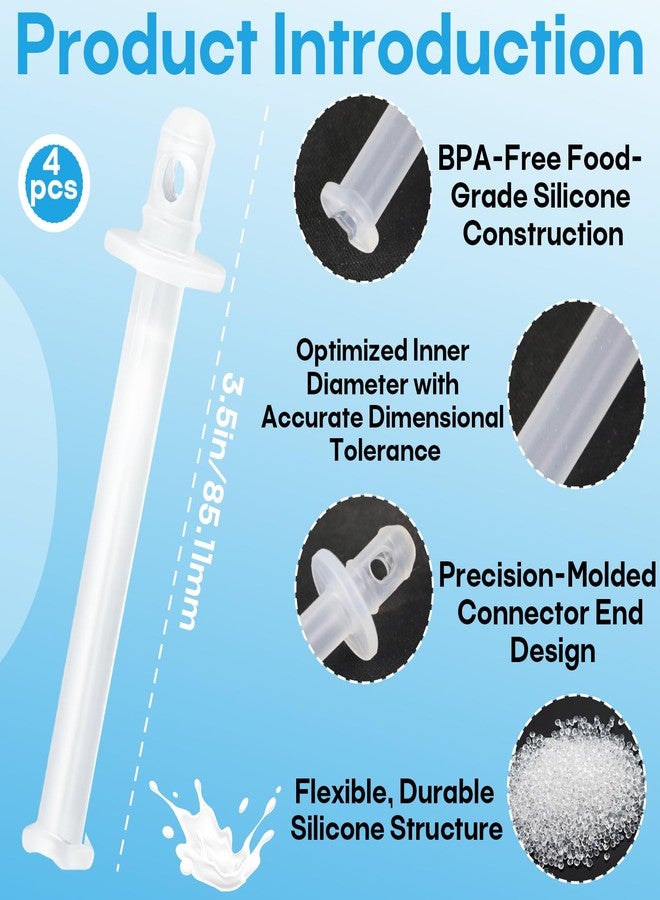 Stitokg (4 Pack) 5313253671 Milk Frothing Tube Pipe Compatible with DeLonghi Nespresso Lattissima One EN500, BPA-Free Silicone Milk Suction Hose, Odor-Free Coffee Machine Tube - Image 2