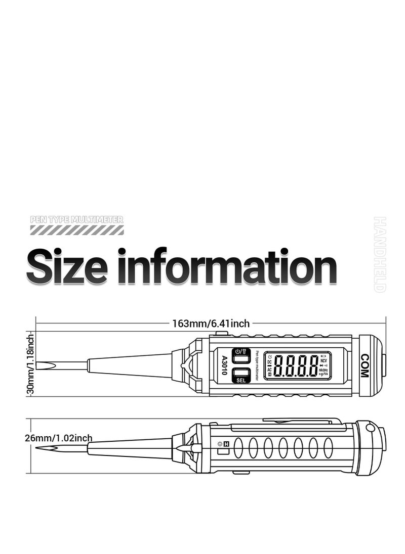 SYOSI - Multimeter Voltmeter Tester Pen, Multimeter Voltage Tester with Flashlight for Voltage Resistance Capacitance Frequency Test Resistance Test, Digital Multimeter Portable DMM AC/DC Volt Tester - Image 1