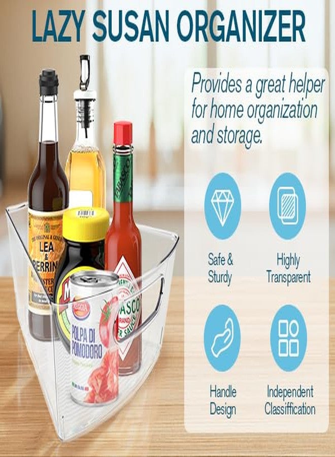 KUK Lazy Susan Organizer for 26"- 28" Diameter Clear Corner Cabinet Storage Bins, Plastic Kitchen Corner Organizer with Handle 1/8 Wedge, Food Safe BPA Free (8 Pack) - Image 2