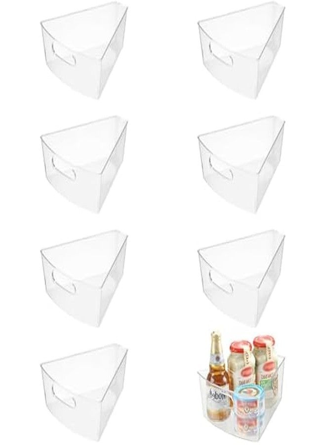 KUK Lazy Susan Organizer for 26"- 28" Diameter Clear Corner Cabinet Storage Bins, Plastic Kitchen Corner Organizer with Handle 1/8 Wedge, Food Safe BPA Free (8 Pack) - Image 1