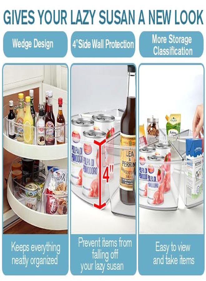 KUK Lazy Susan Organizer for 26"- 28" Diameter Clear Corner Cabinet Storage Bins, Plastic Kitchen Corner Organizer with Handle 1/8 Wedge, Food Safe BPA Free (8 Pack) - Image 3
