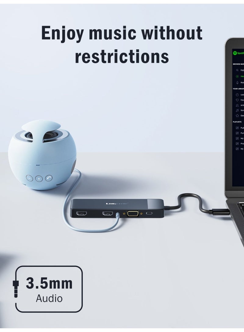 Lemorele USB-C 10 IN 1 Docking Station with Dual 4K HDMI & VGA Output, USB-C 10-in-1 Docking Station USB HUB Designed for laptops, tablets, and smartphones - Image 4
