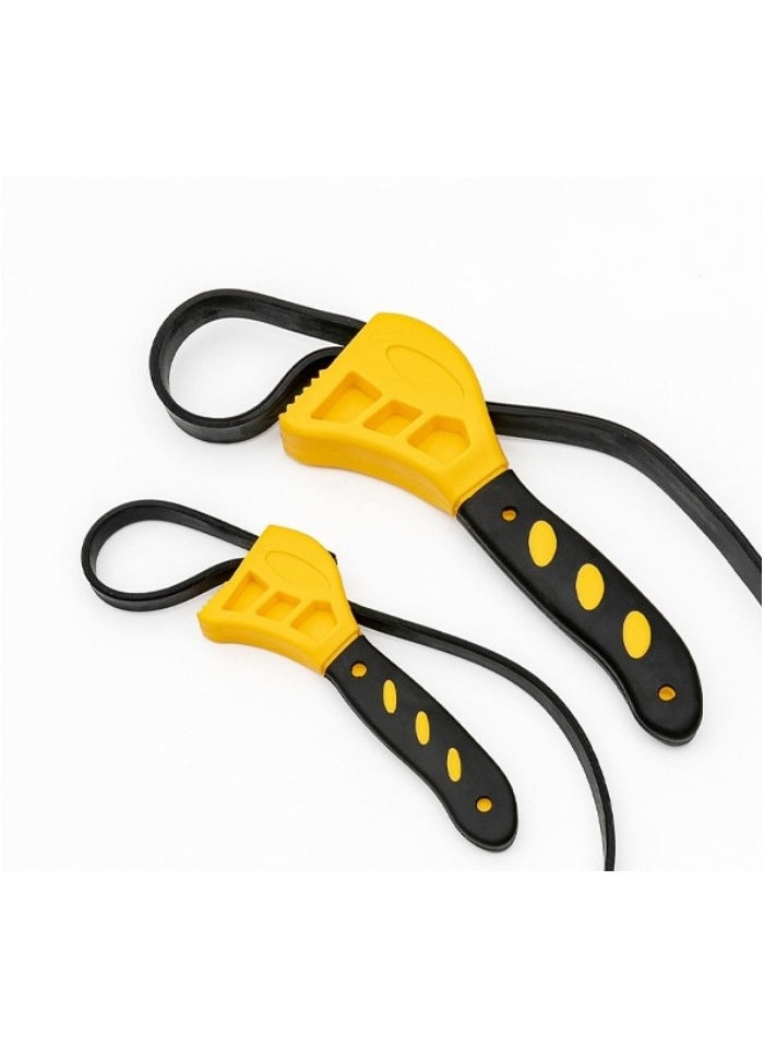 Generic Adjustable Strap Wrench Set - Non-Slip Rubber Belt for Pipe Maintenance/Oil Filter/Jar Opening, Ideal for Weak Grip  - Image 1