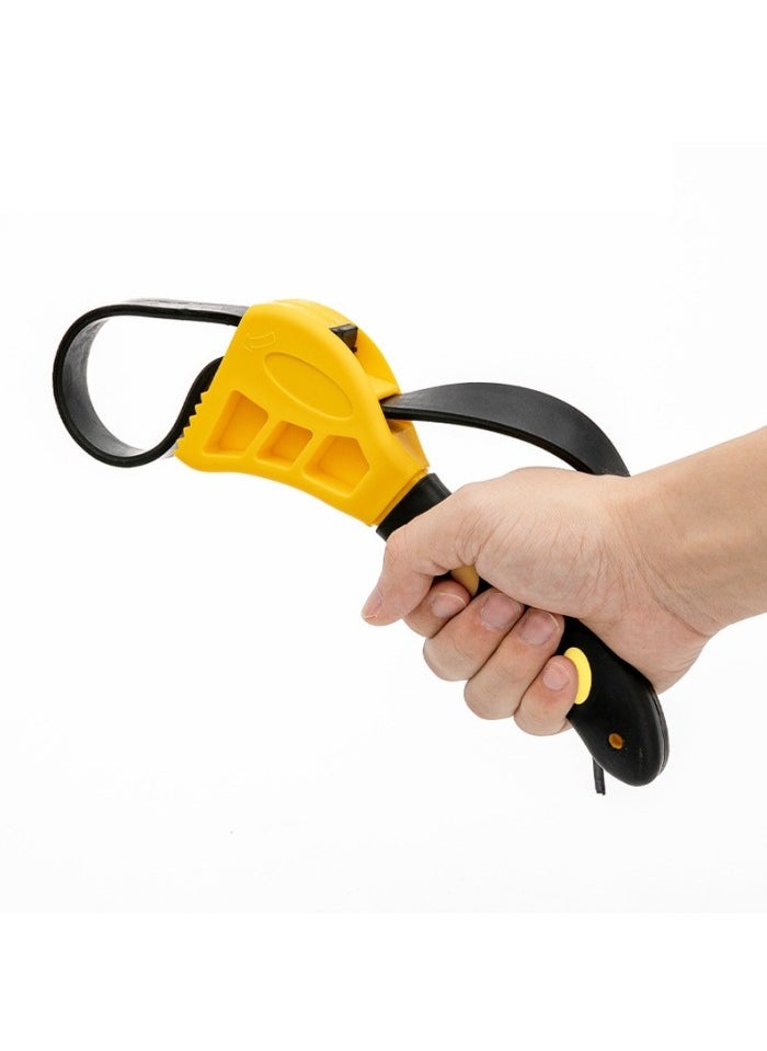 Generic Adjustable Strap Wrench Set - Non-Slip Rubber Belt for Pipe Maintenance/Oil Filter/Jar Opening, Ideal for Weak Grip  - Image 2