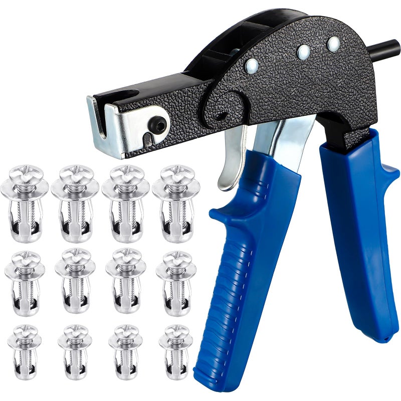 Yaocom 46 Pcs Expansion Screw Petal Nut and Metal Setting Tool 45 Petal Shape Metal Nut 1 Wall Anchor Gun for Hollow Wall Plasterboard Pressboard Hardboard Steel Zinc Plate - Image 1