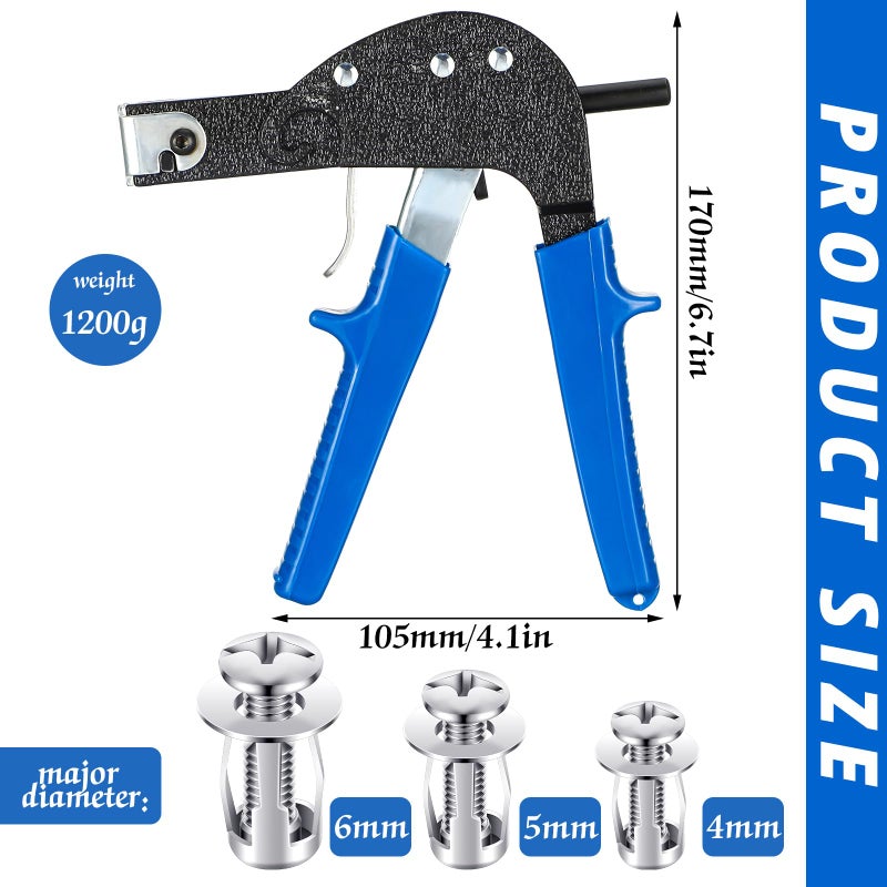 Yaocom 46 Pcs Expansion Screw Petal Nut and Metal Setting Tool 45 Petal Shape Metal Nut 1 Wall Anchor Gun for Hollow Wall Plasterboard Pressboard Hardboard Steel Zinc Plate - Image 2