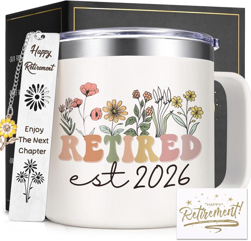 Lifecapido Retirement Gift for Woman, Retirement Gifts for Women 2026, 14oz Insulated Coffee Mug, Retired Birthday Christmas Gifts for Women Mom Grandma Teacher Nurse Coworkers - Image 1