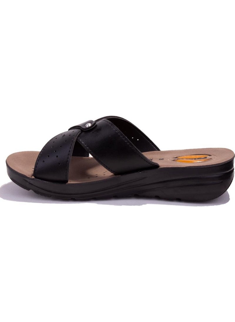 Polaris - 403003C Black Orthopedic Casual Women's Slippers - Image 1
