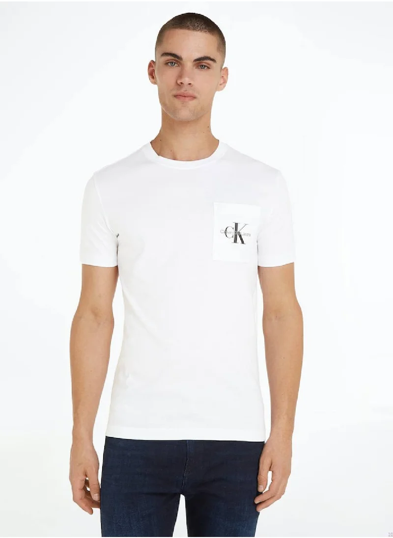 Calvin Klein Jeans Calvin Klein Jeans Men's T-Shirt - Casual Tops - Cotton , White