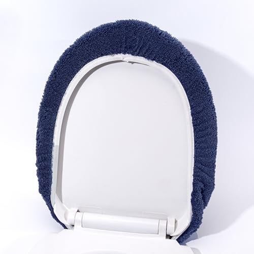 Madeals Microfiber Toilet Lid Cover Soft and Absorbent, Comfortable Bathroom Microfiber Toilet Lid Cover Seat Fits Most Size Toilet Lids for Navy Blue - Image 4