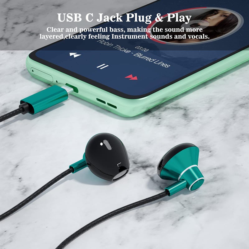ACAGET USB C Earbuds for Samsung Galaxy S25 S24 FE S23 Plus S22 Ultra A35 A54 USB Type C Headphones HiFi Stereo Wired USB-C Earphones with Mic Volume Control Android Headphone for iPhone 15 16 17 Pro Max - Image 2