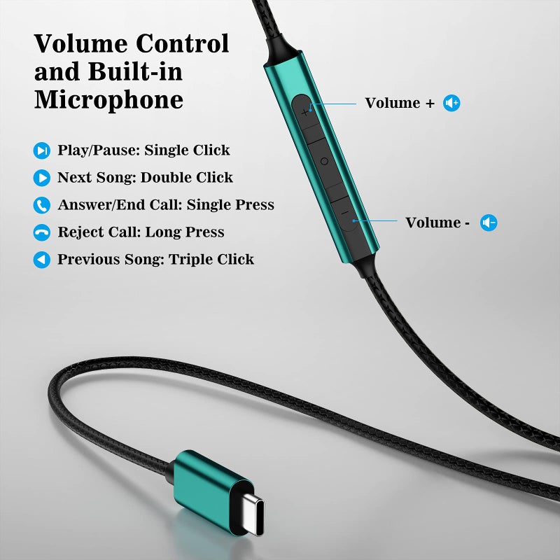 ACAGET USB C Earbuds for Samsung Galaxy S25 S24 FE S23 Plus S22 Ultra A35 A54 USB Type C Headphones HiFi Stereo Wired USB-C Earphones with Mic Volume Control Android Headphone for iPhone 15 16 17 Pro Max - Image 3