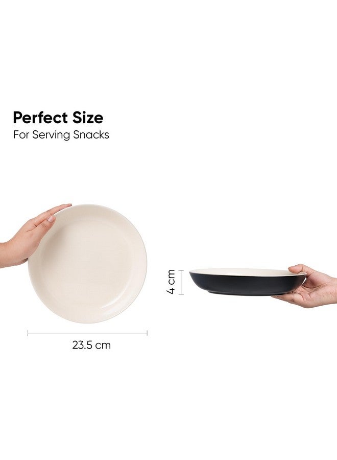 Shay Ceramic Pasta Bowl Set, 22cm, 2 Pieces, Black Ivory | Glossy Finish | Stoneware Ceramic Serving Bowls | Ceramic Bowl | Pasta Serving Plate (Pasta Plate - Black Ivory) - Image 3