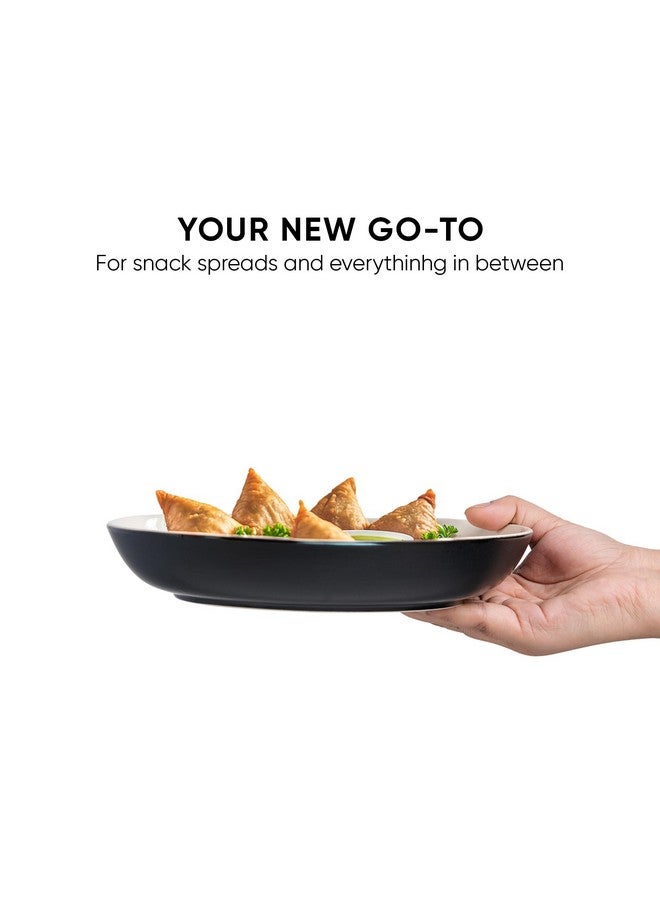 Shay Ceramic Pasta Bowl Set, 22cm, 2 Pieces, Black Ivory | Glossy Finish | Stoneware Ceramic Serving Bowls | Ceramic Bowl | Pasta Serving Plate (Pasta Plate - Black Ivory) - Image 4