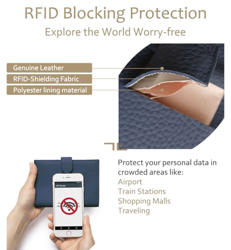 LnxLtw RFID Leather Passport Holder for Travel Women & Men – Slim Passport Wallet for Womens with Card Slots, Zippered Coins Pocket and Cash Holder Mother's Day Gift (Sapphire Blue) - Image 4